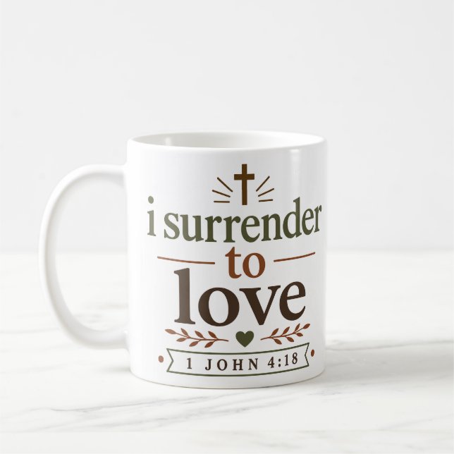 Caneca De Café Eu Me Rendo ao Amor Citação Clássica da Fé Cristã (Esquerda)