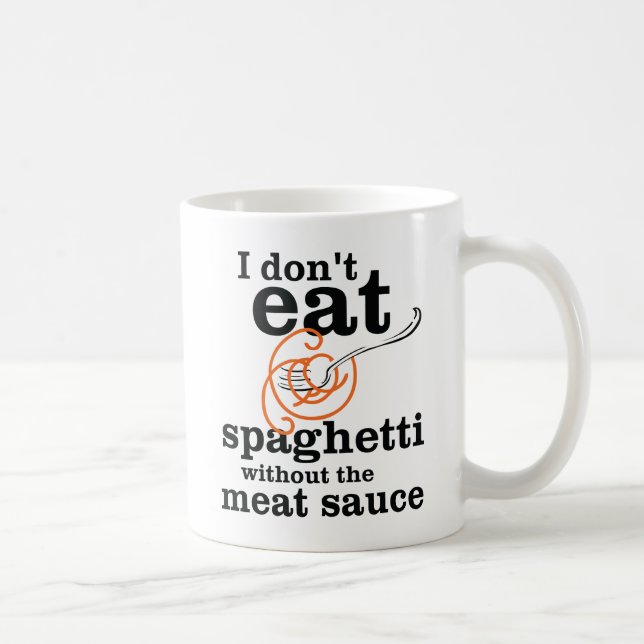 Caneca De Café Eu não como espaguete sem molho de carne (Direita)
