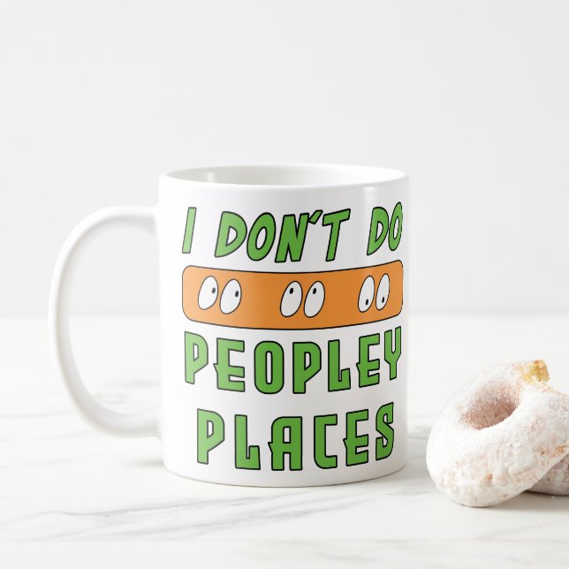 Caneca De Café Eu não faço Lugares Cheios de Gente (Com Donut)