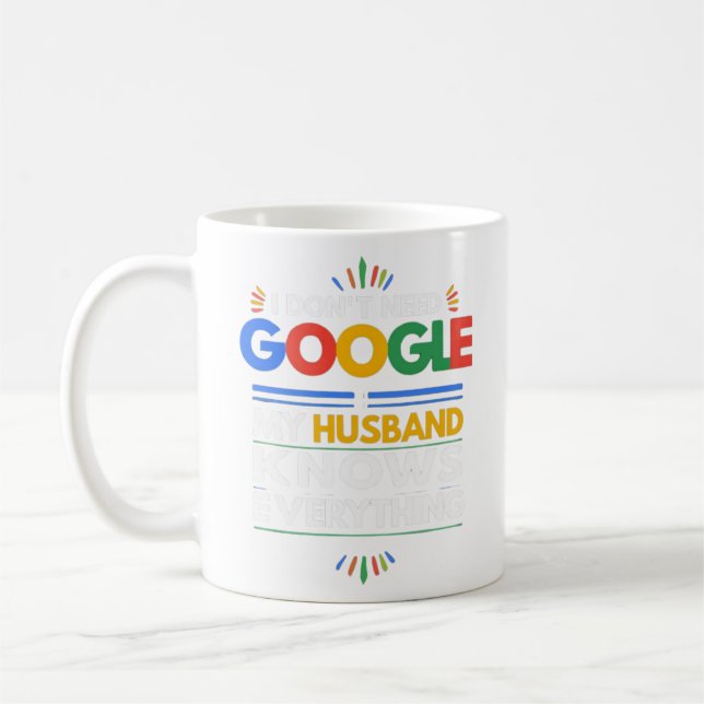 Caneca De Café Eu não preciso do Google Meu Marido sabe tudo (Esquerda)