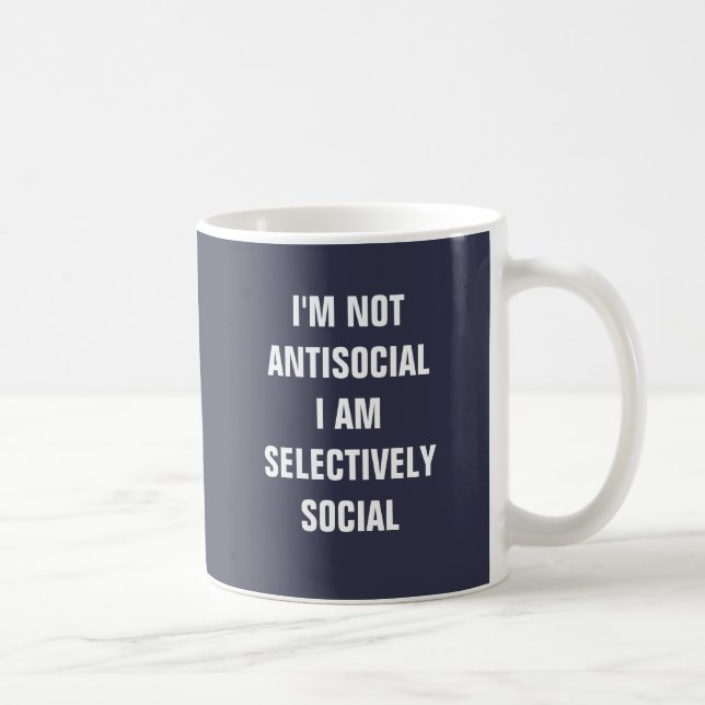 Caneca De Café Eu não sou anti-social mim sou social. do (Direita)