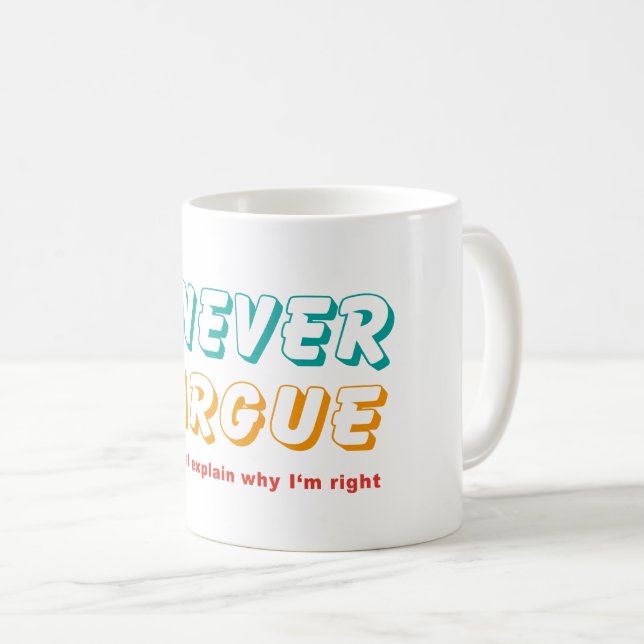 Caneca De Café Eu nunca discuto (Frente Esquerda)