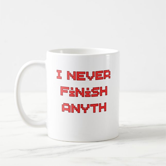 Caneca De Café Eu Nunca Termino Qualquer Coisa Piada de Procrasti (Esquerda)