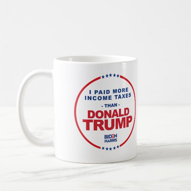 Caneca De Café Eu paguei mais impostos sobre renda do que Donald  (Esquerda)