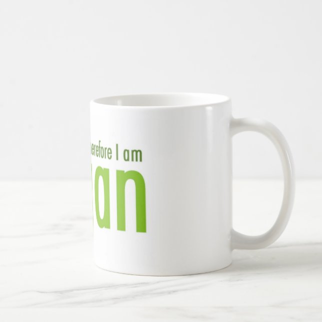 Caneca De Café Eu penso.  Conseqüentemente eu sou Vegan (Direita)