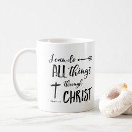 Caneca De Café Eu posso fazer tudo através do Cristo