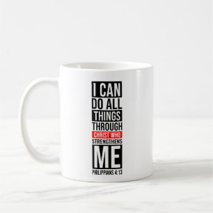 Caneca De Café Eu Posso Fazer Tudo Através Do Cristo - Fé