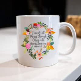 Caneca De Café Eu posso fazer tudo através do Cristo Philippians