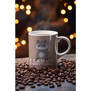 Caneca De Café Eu Posso Fazer Tudo! Presente de Guaxinim Confiant