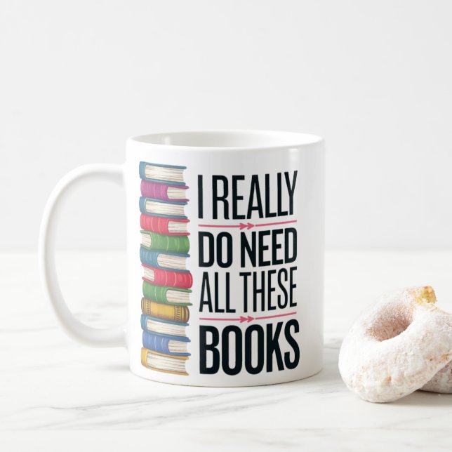 CANECA DE CAFÉ EU PRECISO DE TODOS ESSES LIVROS (Com Donut)