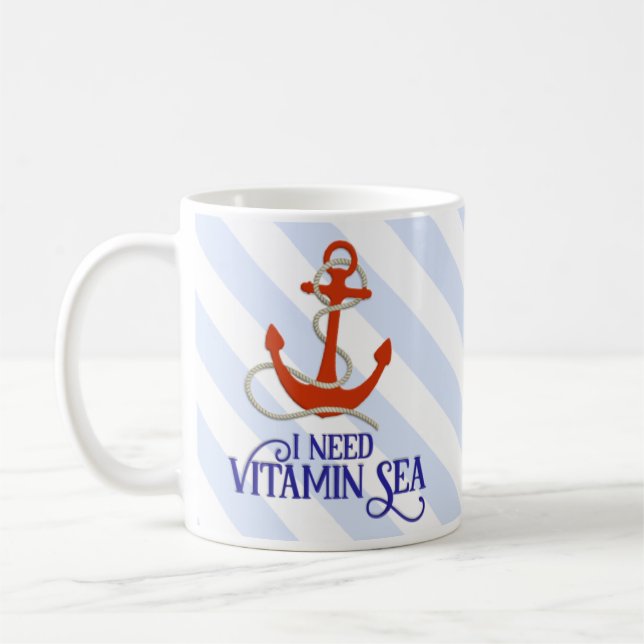 Caneca De Café "Eu preciso o mar da vitamina" Náutico-Temático (Esquerda)