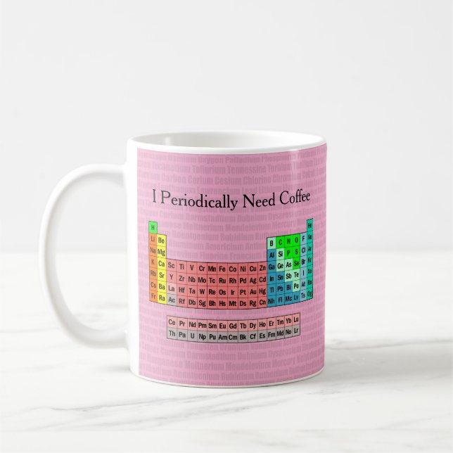 Caneca De Café Eu Preciso Periodicamente de Café- Tabela Periódic (Esquerda)