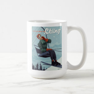 Caneca De Café Eu Preferencialmente Estaria Esquiando Impressão