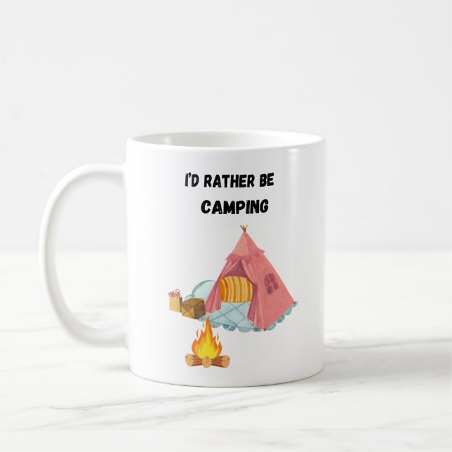 Caneca De Café Eu Preferiria Estar Acampando (Esquerda)