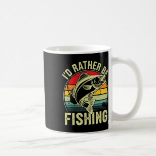 Caneca De Café Eu Preferiria Estar Pescando Retro Vintage Pescado