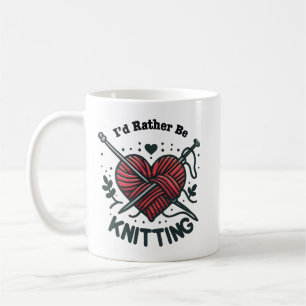 Caneca De Café Eu Preferiria Estar Tricotando Coração de Linha Gr