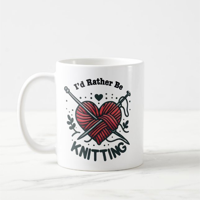 Caneca De Café Eu Preferiria Estar Tricotando Coração de Linha Gr (Esquerda)