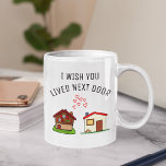 Caneca De Café Eu Queria Que Você Viesse Na Próxima Porta, Melhor<br><div class="desc">Eu Desejo Que Vivam Na Próxima Porta,  Melhor Amiga Mug,  Amizade Cerâmica Mug,  relação de longa distância,  grande caneca de café,  grande caneca de chá</div>