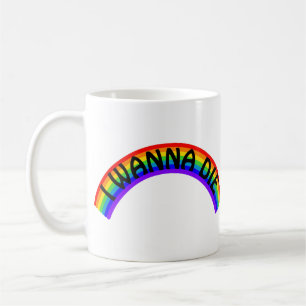 Caneca De Café Eu Quero Morrer - Arco-íris