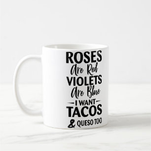 Caneca De Café Eu Quero Tacos E Queso Citação Engraçada Mulheres 