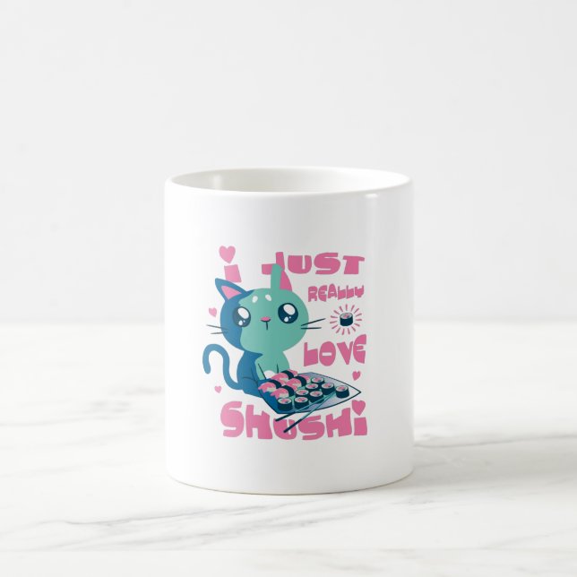 Caneca De Café Eu realmente amo Sushi Cute Kawaii Cat Gift (Centro)