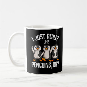 Caneca De Café Eu Realmente Gosto De Pinguins Crianças Meninas Mu