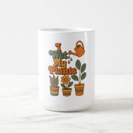 Caneca De Café Eu Rego Minhas Plantas – Listras Retro dos Anos 70