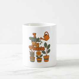 Caneca De Café Eu Rego Minhas Plantas – Listras Retro dos Anos 70