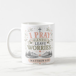 Caneca De Café Eu Rezo e Deixo as Preocupações Citação Espiritual