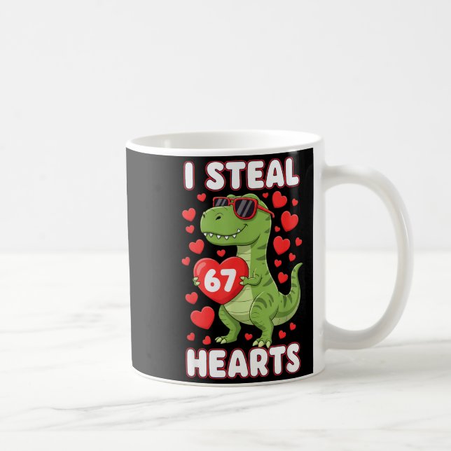 Caneca De Café Eu Roubo Corações 67 Trex Crianças Valentines Meme (Direita)
