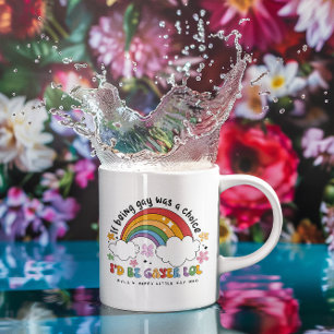Caneca De Café Eu Seria Mais Gay Monograma de Orgulho Arco-Íris