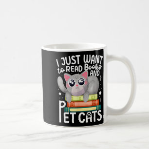 Caneca De Café Eu só quero ler livros e acariciar gatos gato 