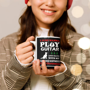 Caneca De Café Eu Só Quero Tocar Violão Com German shepherd