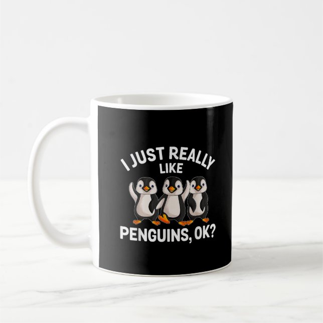 Caneca De Café Eu Só Realmente Gosto de Pinguins OK Pinguim Diver (Esquerda)