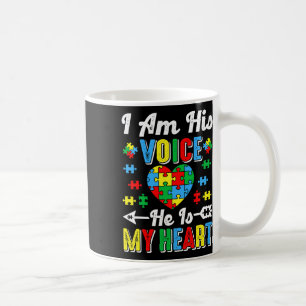 Caneca De Café Eu Sou A Voz Dele Ele É Meu Coração Autismo Mãe Au
