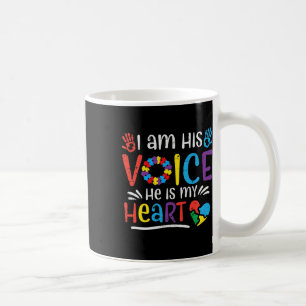 Caneca De Café Eu Sou A Voz Dele Ele É O Meu Coração Autismo Cons