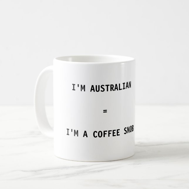 Caneca de café - eu sou australiano = mim sou um (Frente Esquerda)