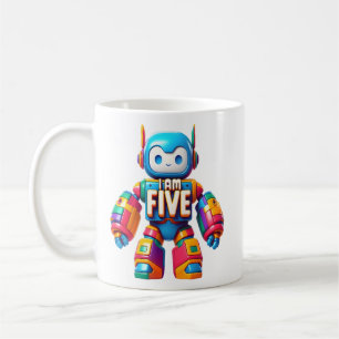 Caneca De Café Eu sou cinco robôs para crianças 5 Birthday Tech R
