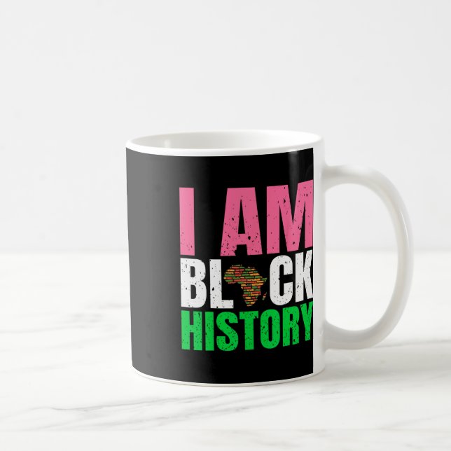 Caneca De Café Eu Sou Mês da História Negra Juneteenth Rosa e Ver (Direita)