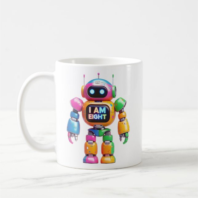 Caneca De Café Eu sou oito robôs para crianças 8º aniversário Rob (Esquerda)