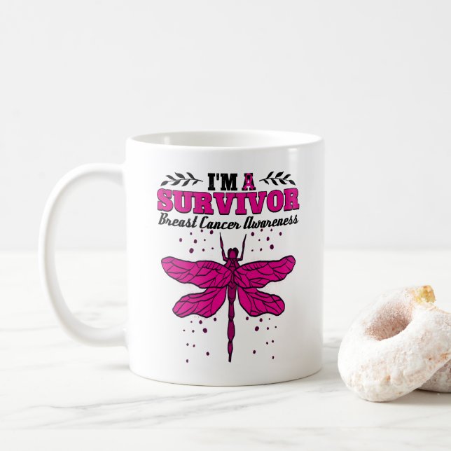 Caneca De Café Eu sou um Cancer de Dragonfly de Sobrevivência (Com Donut)