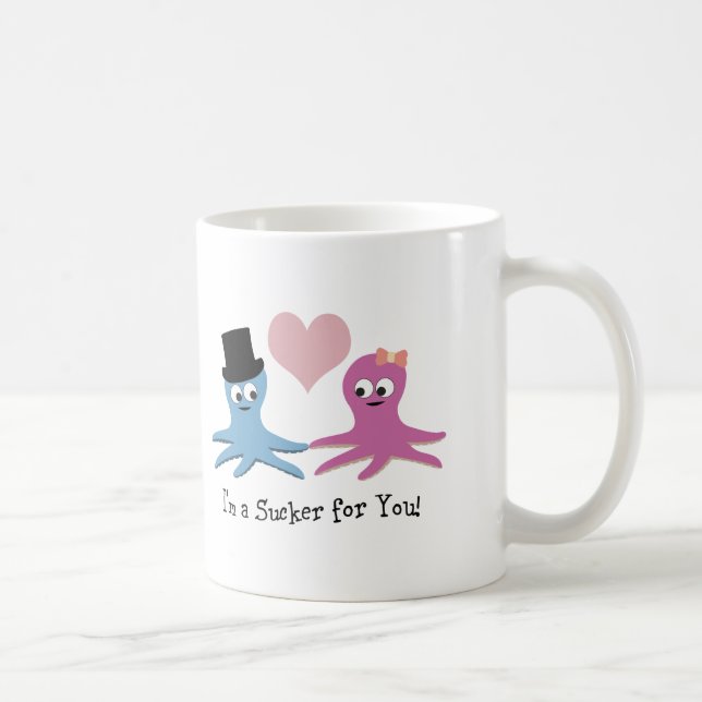 Caneca De Café Eu sou um otário para você! Octopi Cute (Direita)
