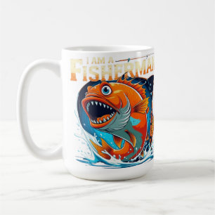 Caneca De Café Eu sou um pescador - Design de peixe grande e engr
