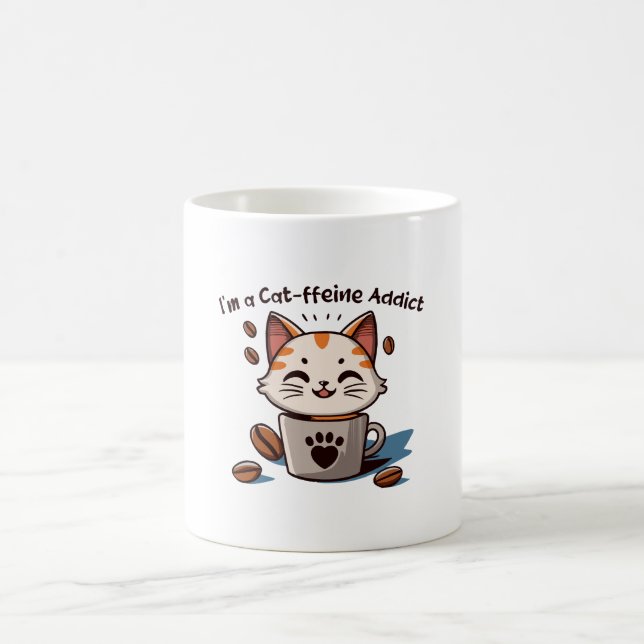 Caneca De Café Eu sou um viciado em Cat-feína (Centro)