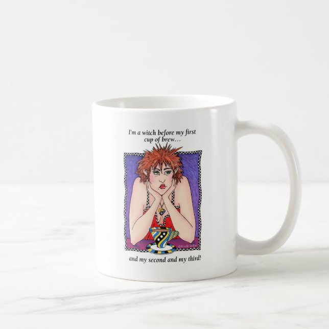 Caneca De Café Eu sou uma bruxa antes de meu primeiro copo da (Direita)