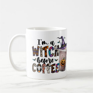 Caneca De Café Eu sou uma Bruxa Antes do Café Fofo Halloween Engr