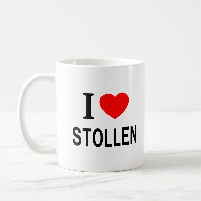 Caneca De Café Eu ❤️ STOLLEN Eu AMO STOLLEN Eu ADORO STOLLEN (Esquerda)