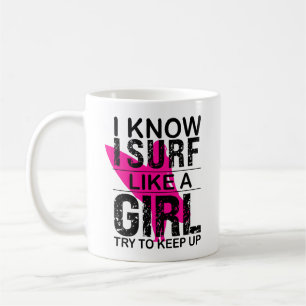Caneca De Café Eu Surf Que Uma Garota Tente Continuar, Surfando p