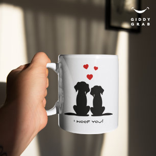 Caneca De Café Eu Te Adoraria Um Casal De Cachorro Cortês Moderno