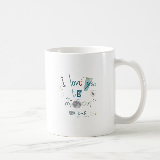 Caneca De Café Eu te amo à lua e à parte traseira (Direita)